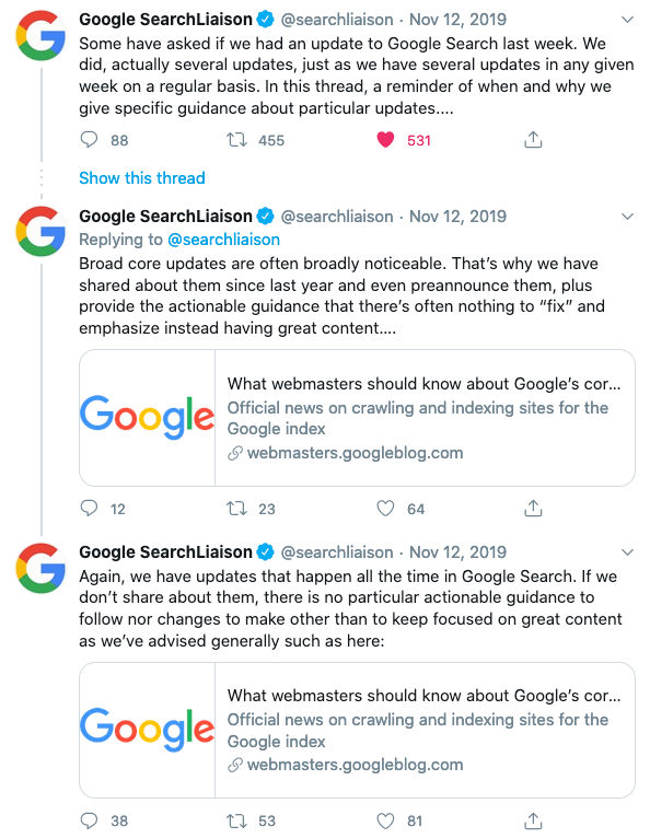 Google Tweets November 12 2019